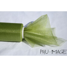 Dekorativ organza 16 cm 1 rulle olivengrøn