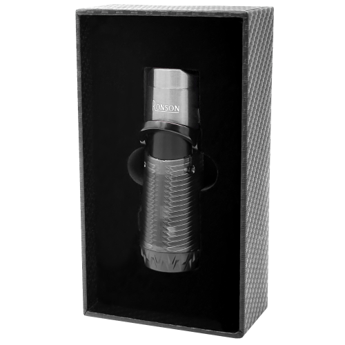 RONSON BORA SILVER BLACK 2 JET lighter med cigarpunch, jet