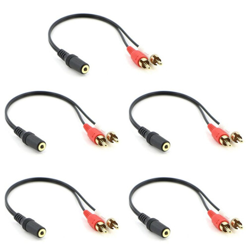 5X 2 RCA Macho A Hembra 3,5 mm Jack Aux Cable de Audio Estereo