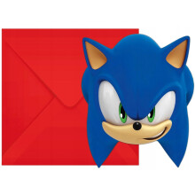 Invitationer med kuverter SONIC the Hedgehog Game Fairy Tale Sega fødselsdagsfest 6 stk.
