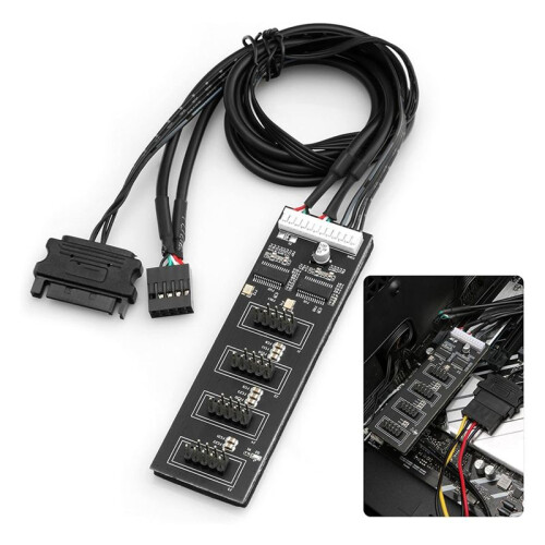 2X 9Pin USB Header Splitter, USB 2.0 Header Splitter with  Power Cable, Internal USB Hub for CPU/RGB Light/Printer 1