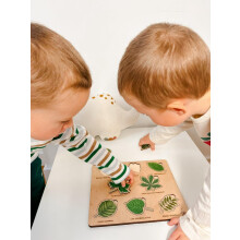 Montessori-puslespil i træ - blade med uddannelseskort