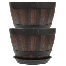 2Sets Plastic Bloempotten Imitatie Hout Voor En Opslag Gebruik