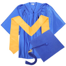 1Set Cap and Gown Set 2024, Blauwe Gown Student Basisschool