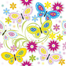 FARVERIGE SOMMERFLUG Fødselsdagsservietter 33x33cm 20 stk.