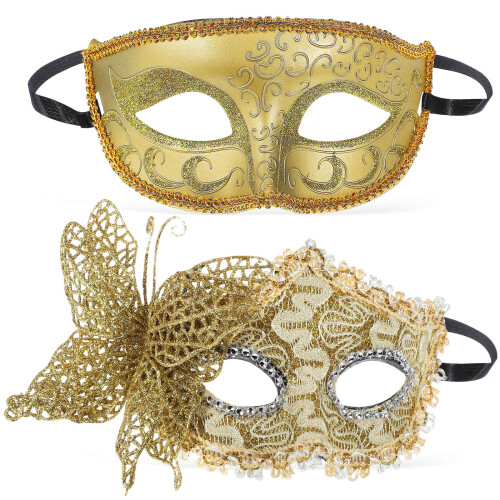 2St Herbruikbare Gouden Maskers Voor Gemaskerd Bal En Feest
