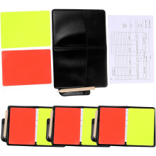 Kit de árbitro de fútbol de 4 piezas con tarjetas rojas y amarillas, cartera profesional de PU.