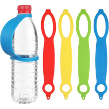 4 Stück Silikon-Wasserflaschengriffe mit Trageschlaufe und praktischem Flaschengriff