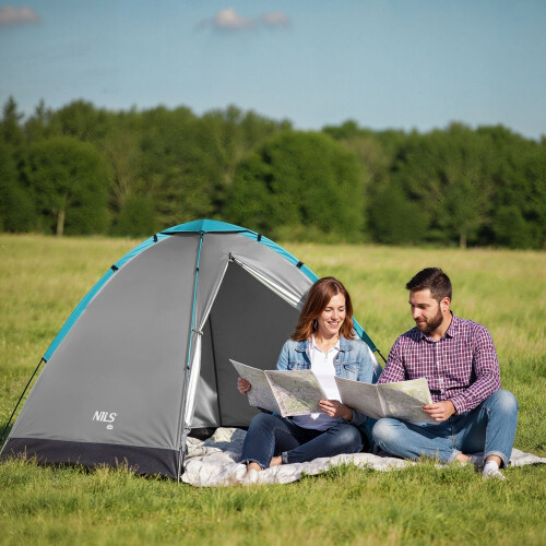 Campingzelt, Grau, 2-Personen, Wasserdicht