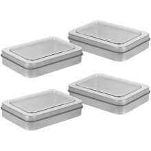 Opbergdoosjes voor speelkaarten, 4 stuks ijzeren doosjes met een kijkvenster, voor het opbergen van speelkaarten en kleine spullen.