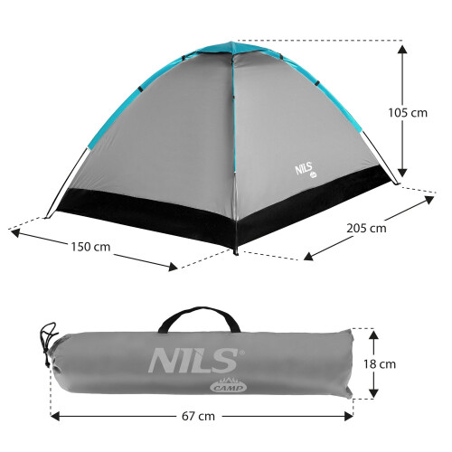 Campingzelt, Grau, 2-Personen, Wasserdicht 2