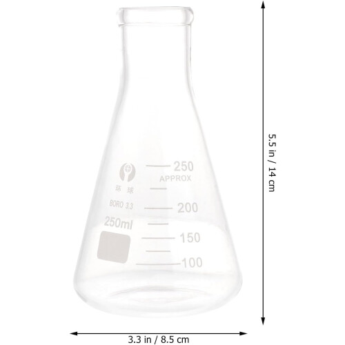 Thickened Borosilicate Glass Laboratory Flasks 4Pcs 250Ml Conical Flat Bottom 1