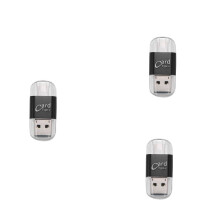 3X Card Reader Aluminum USB Type C OTG Micro-/TF External Memory Card Reader Adapter for Mobile Phone Computer(Black)