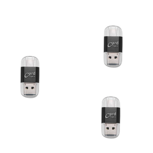 3X Card Reader Aluminum USB Type C OTG Micro-/TF External Memory Card Reader Adapter for Mobile Phone Computer(Black)