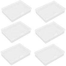 6 stuks rechthoekige plastic kaartopbergdozen, eenvoudige stijl, klein formaat, opbergdoos met deksel