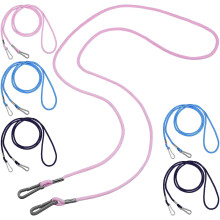 Lot de 6 clips pour lanières de gants en nylon avec cordons anti-perte, bleu marine et rose.