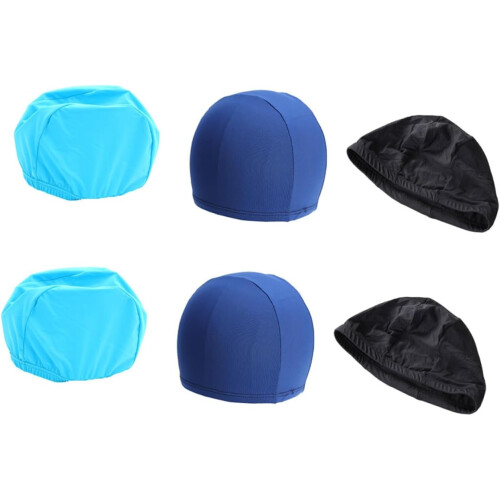 6er-Pack Unisex-Badekappen, leichte Polyester-Badekappen mit elastischem Bund