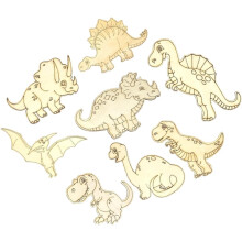 8 kpl maalaamattomia puisia dinosaurusleikkeitä DIY-askartelutarvikkeita, sekalaisia dinosaurusmuotoja