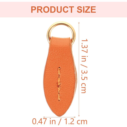 5pcs Leaf-Shaped Genuine Leather Double-Layer Zipper Pull Tabs in Tan, Small Detachable Zipper Heads 1
