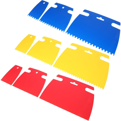 9pcs Artistic Paint Scraper Tool Plastic Flat Serrated Edged for DIY Craft Oil Paint Pottery Graffiti Projects
