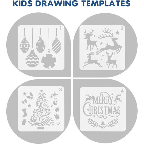 8pcs Natal Stencils Modelo Pintura Modelos Oco Desenho DIY 2