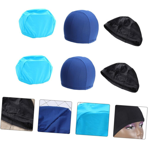 6er-Pack Unisex-Badekappen, leichte Polyester-Badekappen mit elastischem Bund 2