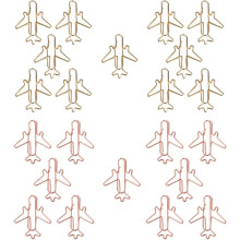 24-teiliges Set flugzeugförmiger Büroklammern in Roségold und Gold, Memo-Klammern