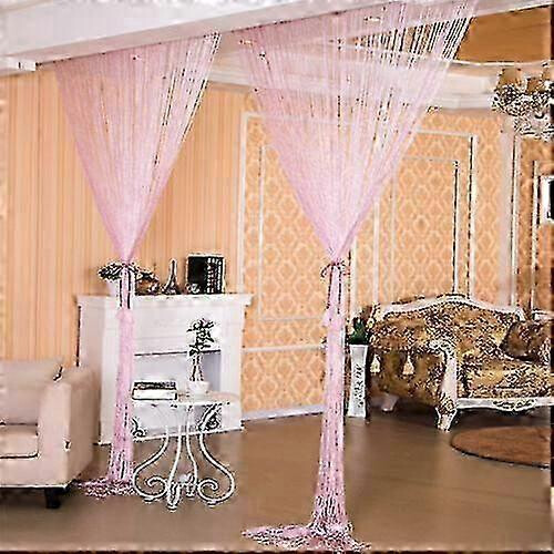 (100x200cm, Pink) curtains Shiny Tassel Silver Line String Curtain
