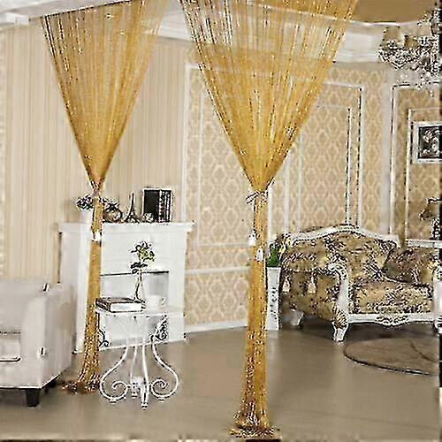 (100x200cm, Gold) curtains Shiny Tassel Silver Line String Curtain