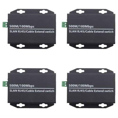 4Pcs Ethernet IP Extender over Coax HD Network Kit EoC Coaxial Cable Transmission Extender for Security CCTV Cameras(A)
