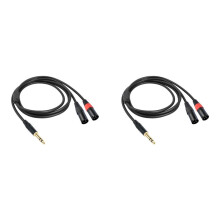 2X Jack 6.35mm 1/4 TRS Stereo to Double XLR Male Audio Cable Extension Cable Y Splitter Audio Cable 100cm