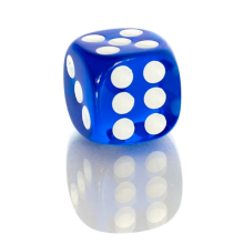 D6 1,6 cm RPG marineblå gennemsigtige sekssidede terninger