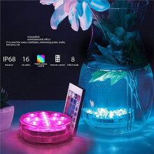 10 LEDs RGB Submersible Light Aquarium Waterproof Light Underwater Night Pool Light Ambient Light for Garden Aquarium