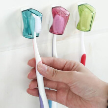 6 soportes de pared para cepillos de dientes con ventosa y tapa antipolvo, material PP.