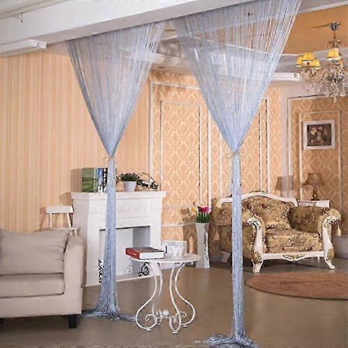 (100x200cm, Pink) curtains Shiny Tassel Silver Line String Curtain 2