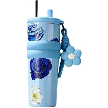 Insulated Tumblers with Lids Reusable Leakproof Water Bottle Insulated Coffee Tumbler Water Cup for Hot Cold Tea B