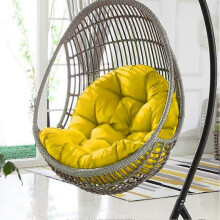 (120X80, Lemon Yellow 081) Indoor Hanging Egg Swing Chair with Thick Cushion, Perfect for Garden or Home Relaxation