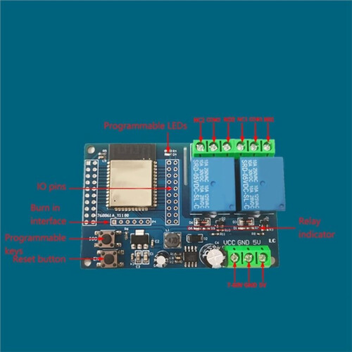 2 Channel 5V Relay Module ESP32 4M Flash Large Capacity Programmable Relay Board for Study and Development DC5-60V 1