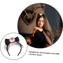 Augapfel-Blumen-Haarreif mit Schleife – Halloween-Party-Haarschmuck für Damen – Einzigartiger Kostüm-Kopfschmuck