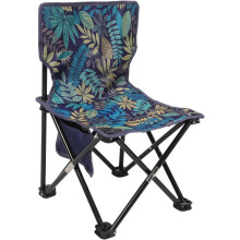 Scaun de camping pliabil portabil, mic, ușor, din pânză, model albastru cu frunze, compact