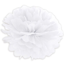 Papirpompom blomsterkugle, hvid 30 cm 1 stk.