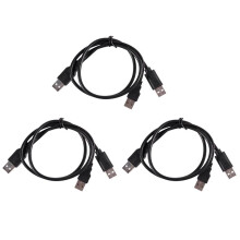 3X USB 2.0 Type A Male to Dual USB A Male Y Splitter Cable Cord Black