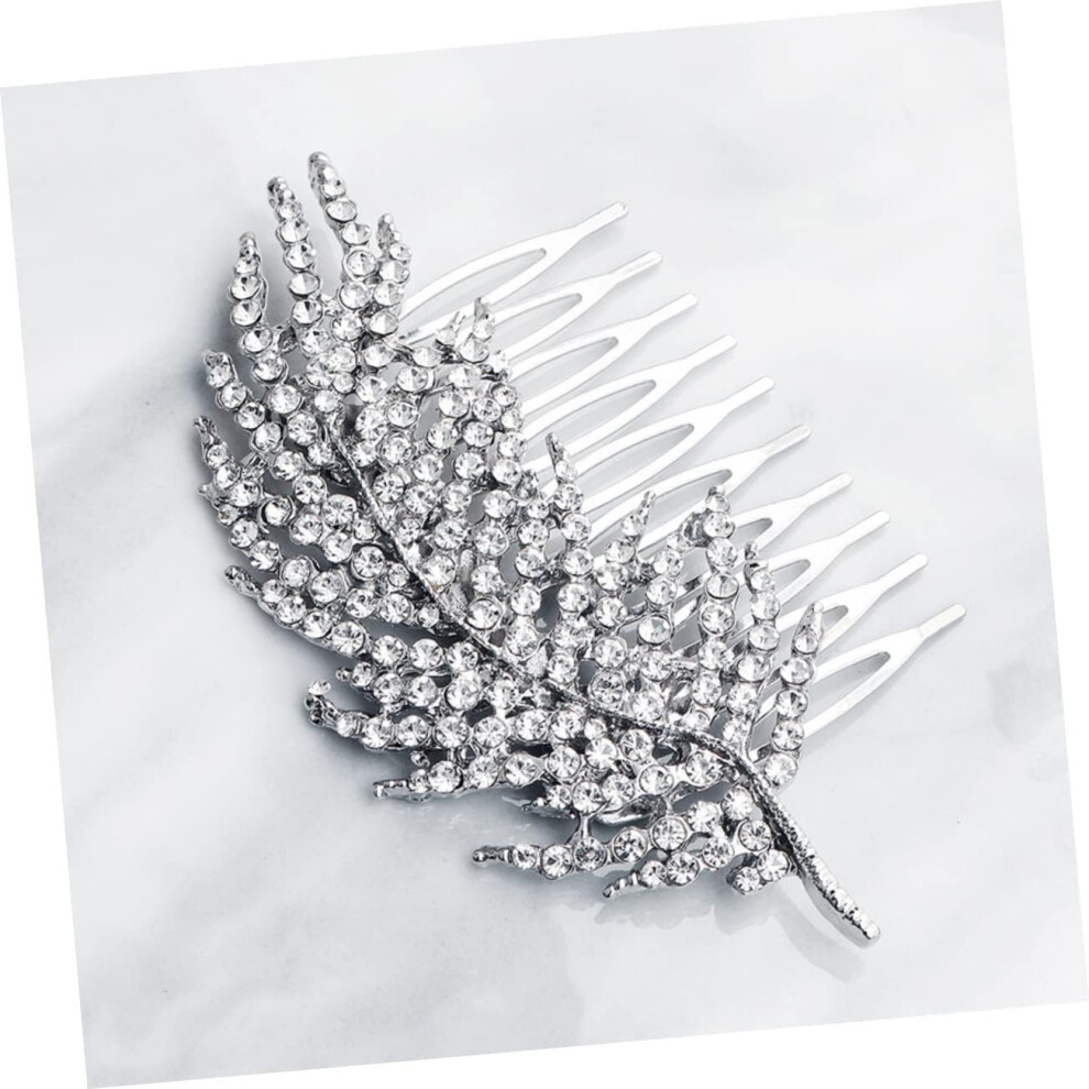 Hkhbjs Stylish Alloy Rhinestone Leaf Hair Comb Bridal Headdress For Confident Girls And Women