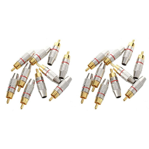 Adapter Audio Coaxial Cable Connector RCA Plug Seamless 40 Pcs