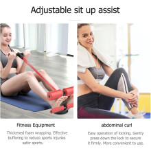 Red Spring Sit-Up Assist Fitnessapparaat met zuignap, draagbaar hulpmiddel voor spiertraining