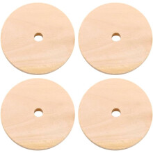 50 stuks ronde schijven van massief hout, 40 mm dik, met een gat van 5 mm in het midden, 5 mm dikke, natuurlijke houten stukken.