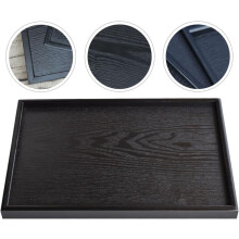 Vassoio in legno stile retrò, portacandele nero, organizer per alimenti, vassoio portaoggetti, decorazione per la casa