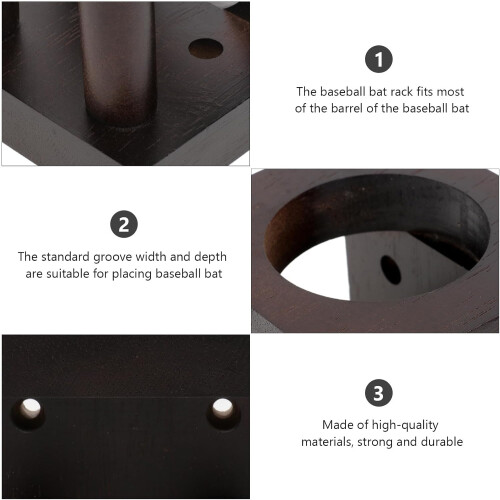 Wooden Baseball Bat Holder Wall Mount Rack Vertical Baseball Bat Storage Bracket 2