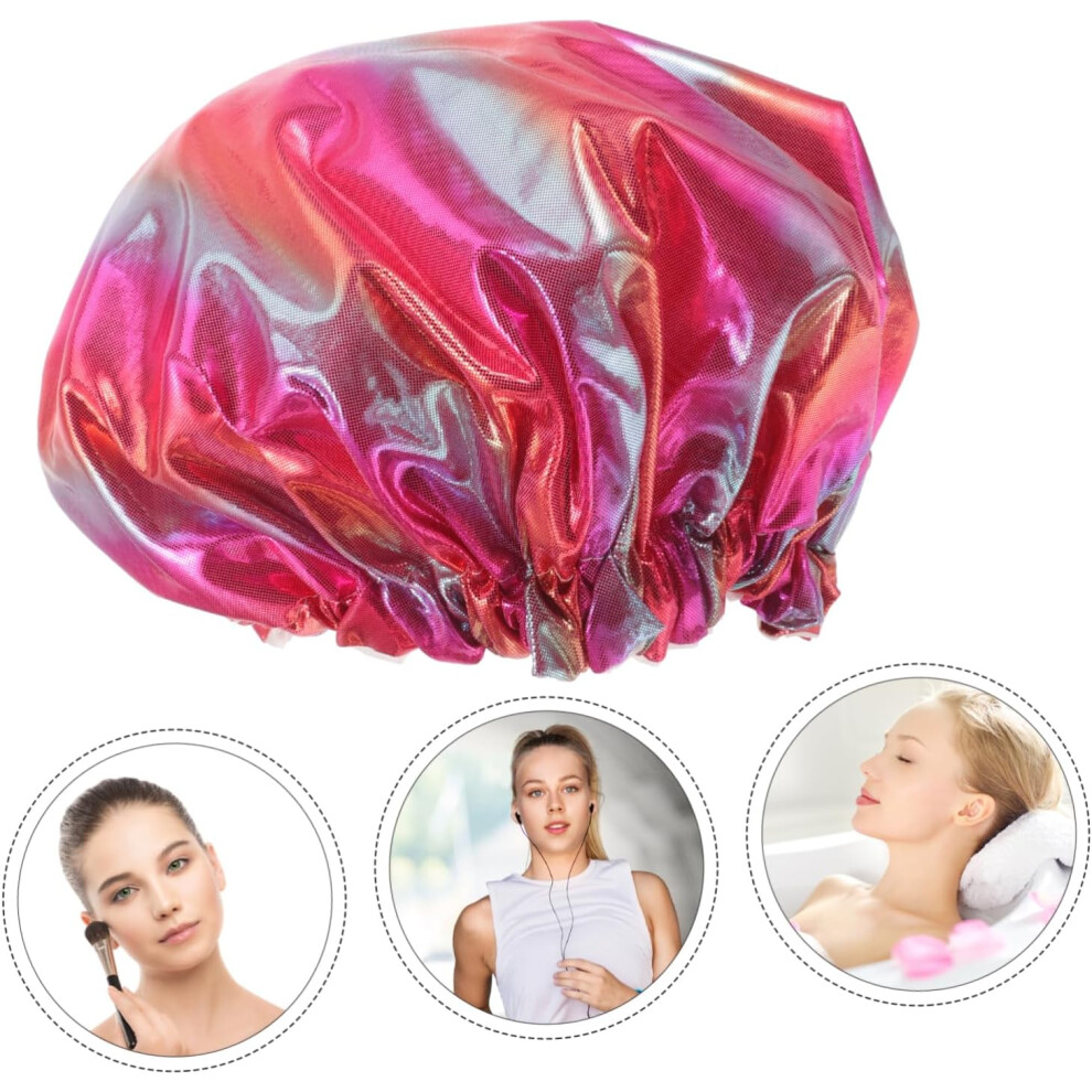Hkhbjs Multi-Use Shower Cap For Women Double Elastic Bath Cap For Long Hair Comfortable Peva Material For Makeup Spa And Sleeping