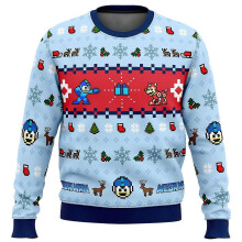 (L, EL0157) Mega Man Mega Holiday Ugly Christmas Sweater Gift Santa Claus Pullover Men 3D Sweatshirt And Top Autumn And Winter Clothing